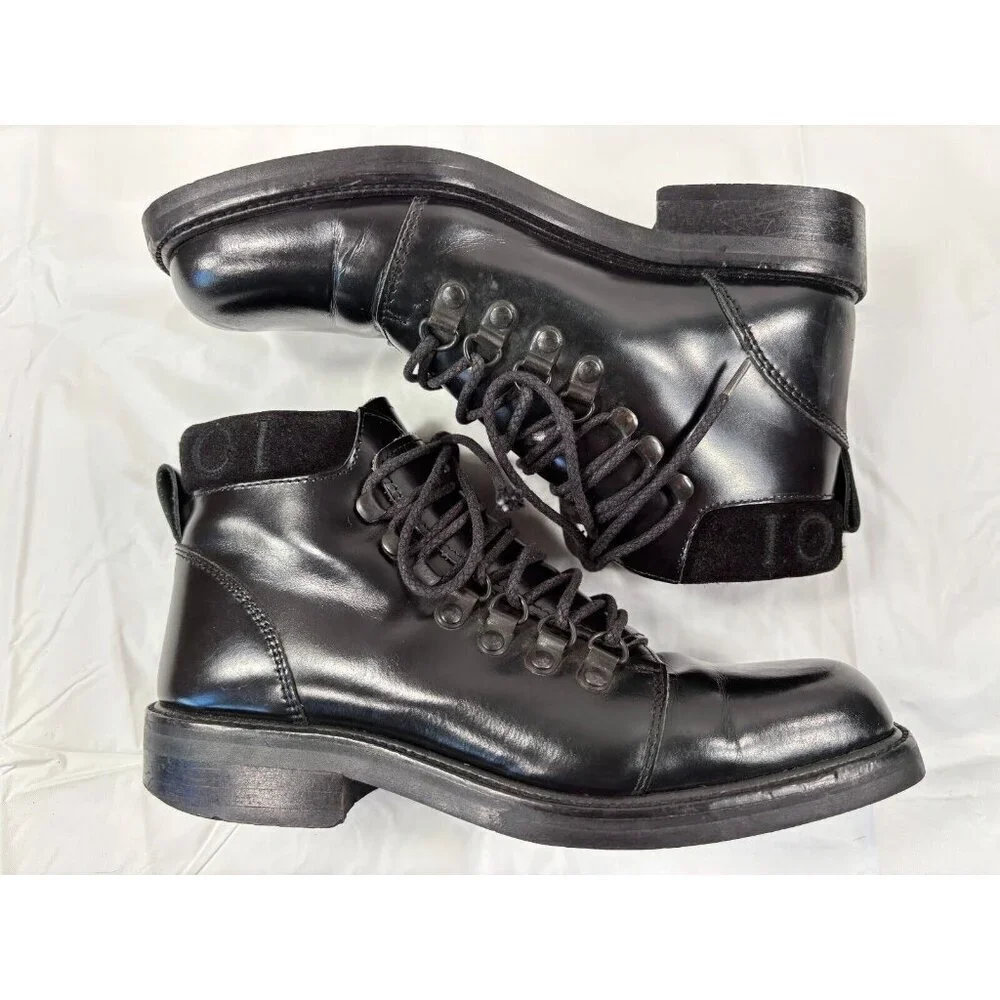 Gucci Black Leather Combat Lace Up Ankle Boots Women's Size 6 - Picture 7 of 16